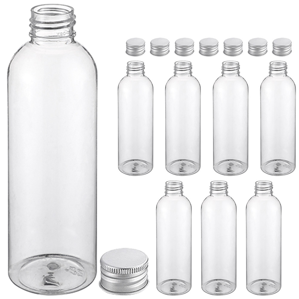 Reusable Bottle - 8Pcs Aluminum Cap Juice Bottles Transparent