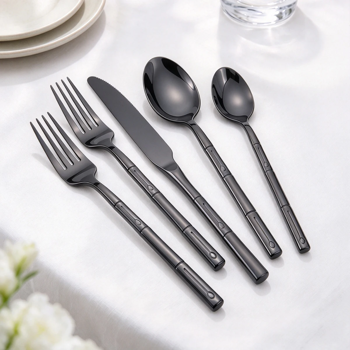 5pcs Knife Fork Spoon Cutlery  - Bamboo Cutlery recension och pris