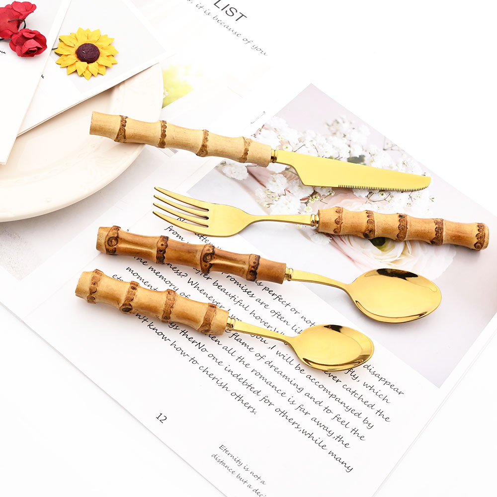 Drmfiy Gold Dinner Fork Cutler - Bamboo Cutlery recension och pris