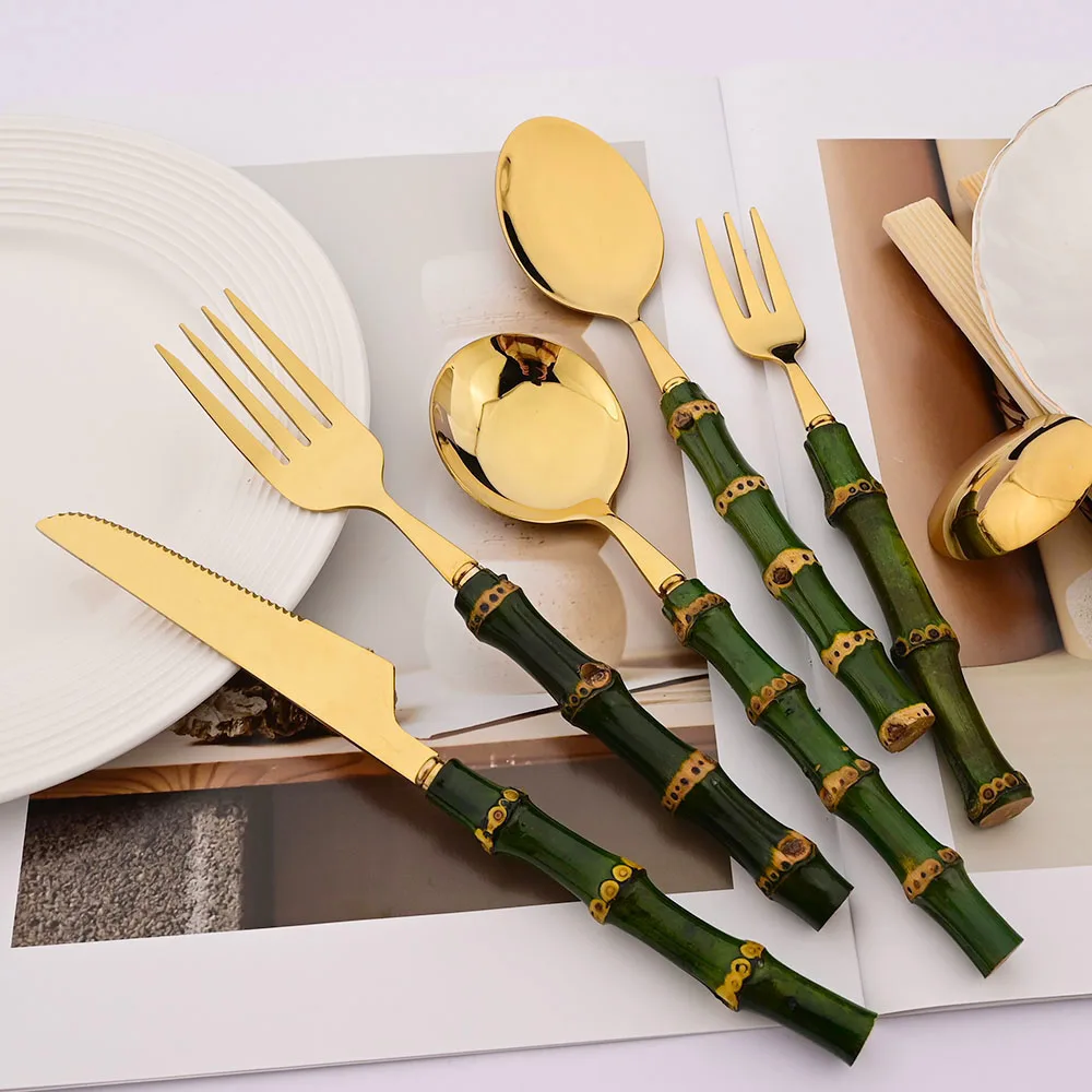 6/16/20/24/30Pcs Green Bamboo  - Bamboo Cutlery recension och pris