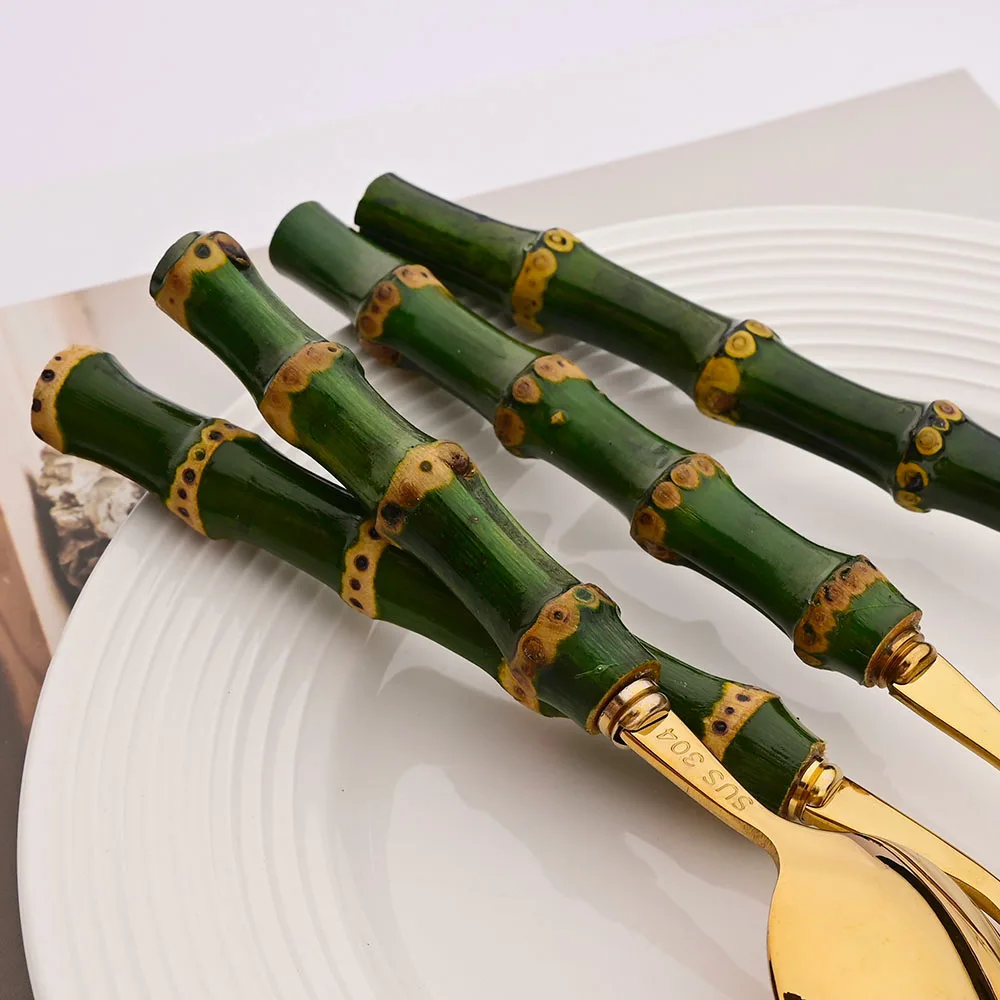 6/16/20/24/30Pcs Green Bamboo  - Bamboo Cutlery recension och pris