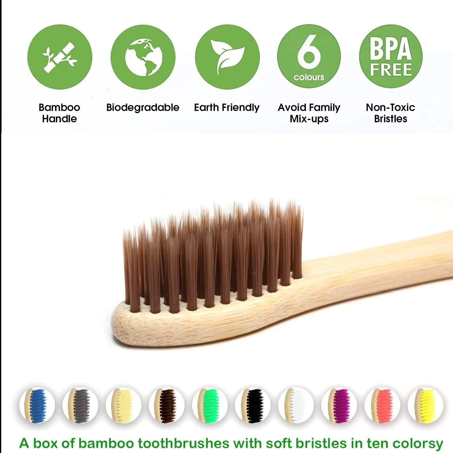 10 Pack Natural Bamboo Toothbr - Bamboo Toothbrush recension och pris