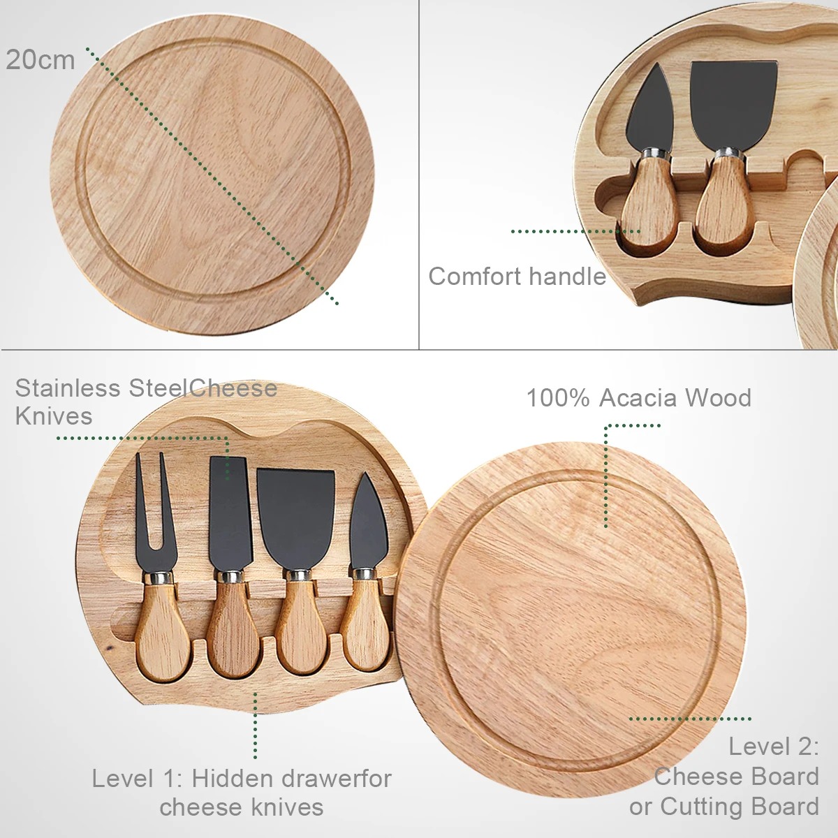 Cheese Knives Set for Charcute - Bamboo Cutlery recension och pris