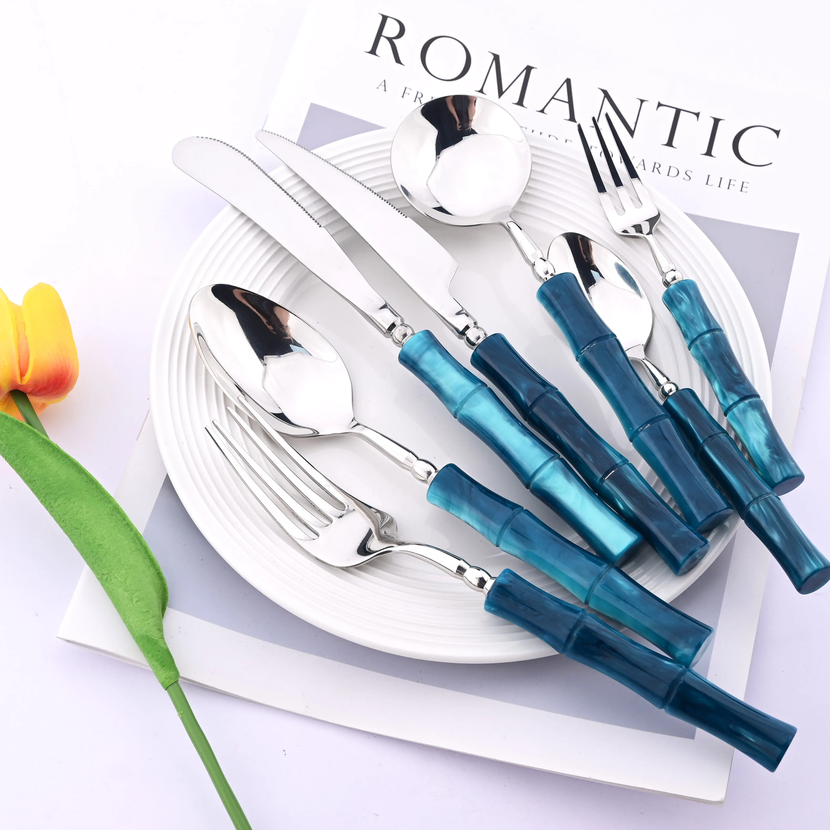 Imitation Bamboo Handle Dinner - Bamboo Cutlery recension och pris