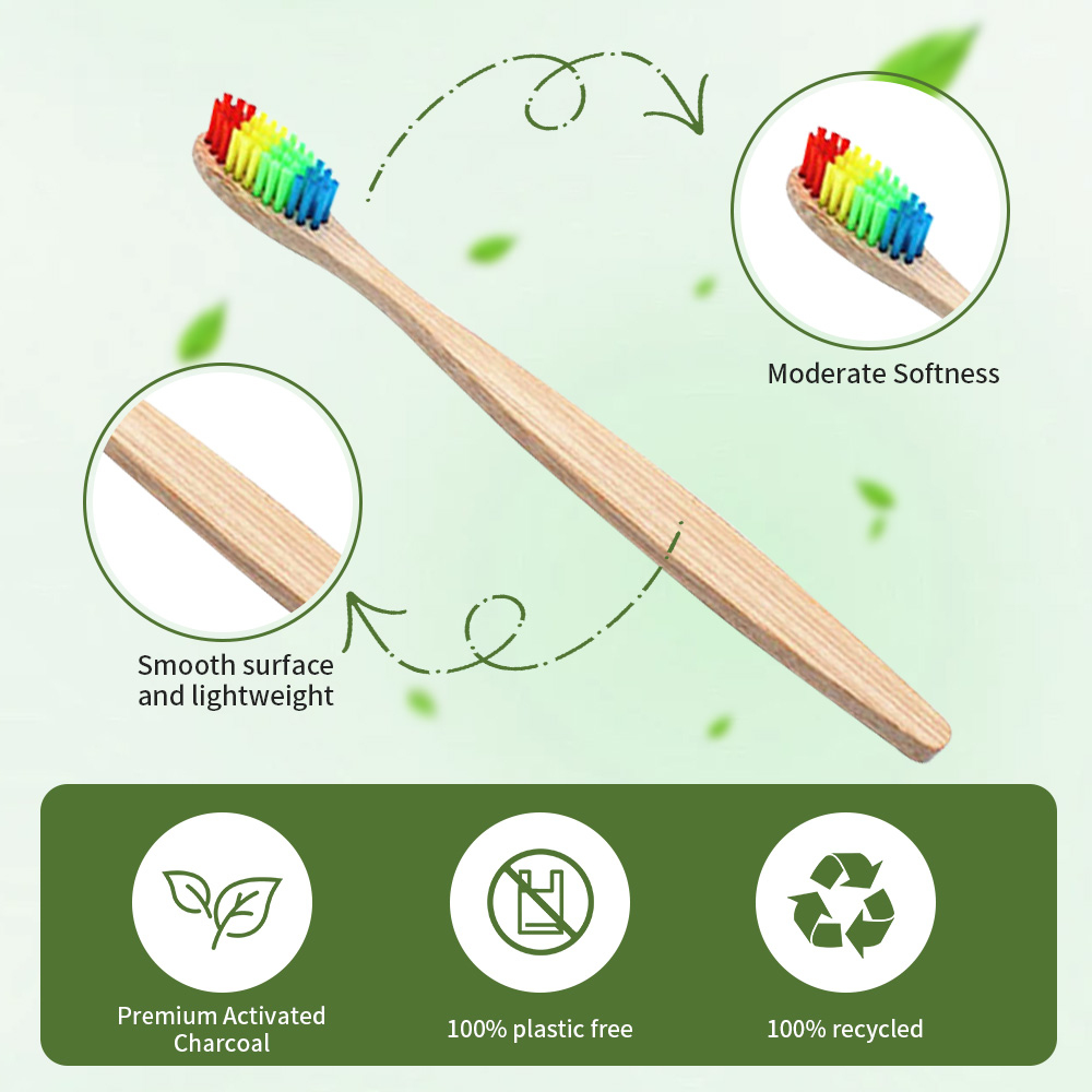 10 Pack Rainbow Bamboo Toothbr - Bamboo Toothbrush recension och pris