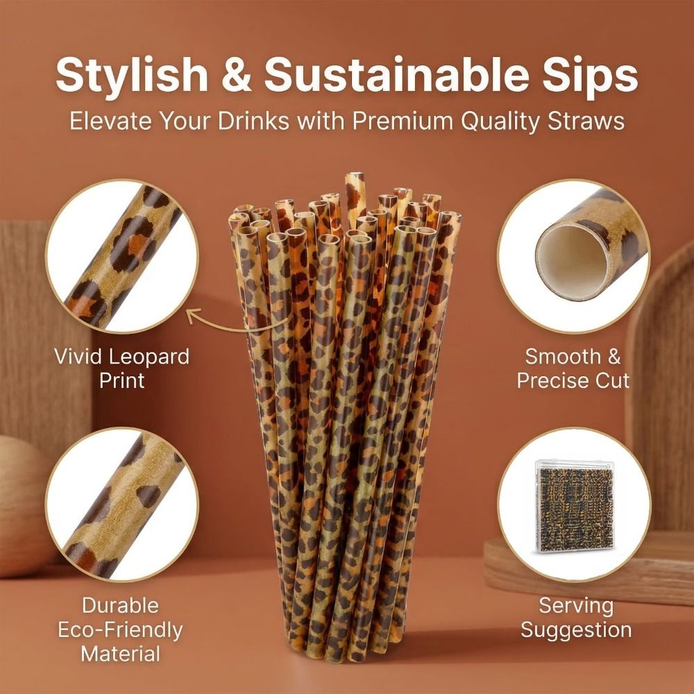 Trendy Leopard Print Drinking  - Reusable Straw recension och pris