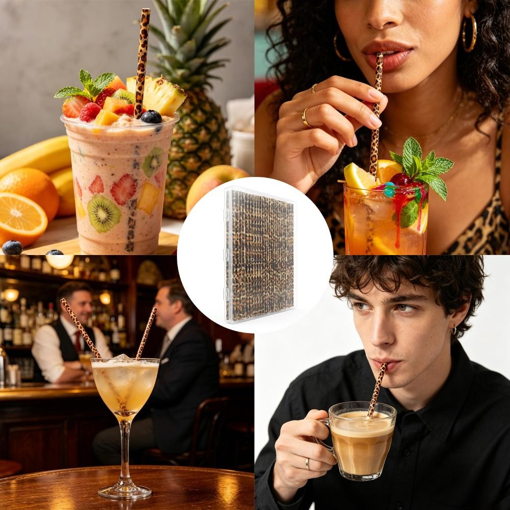 Trendy Leopard Print Drinking  - Reusable Straw recension och pris