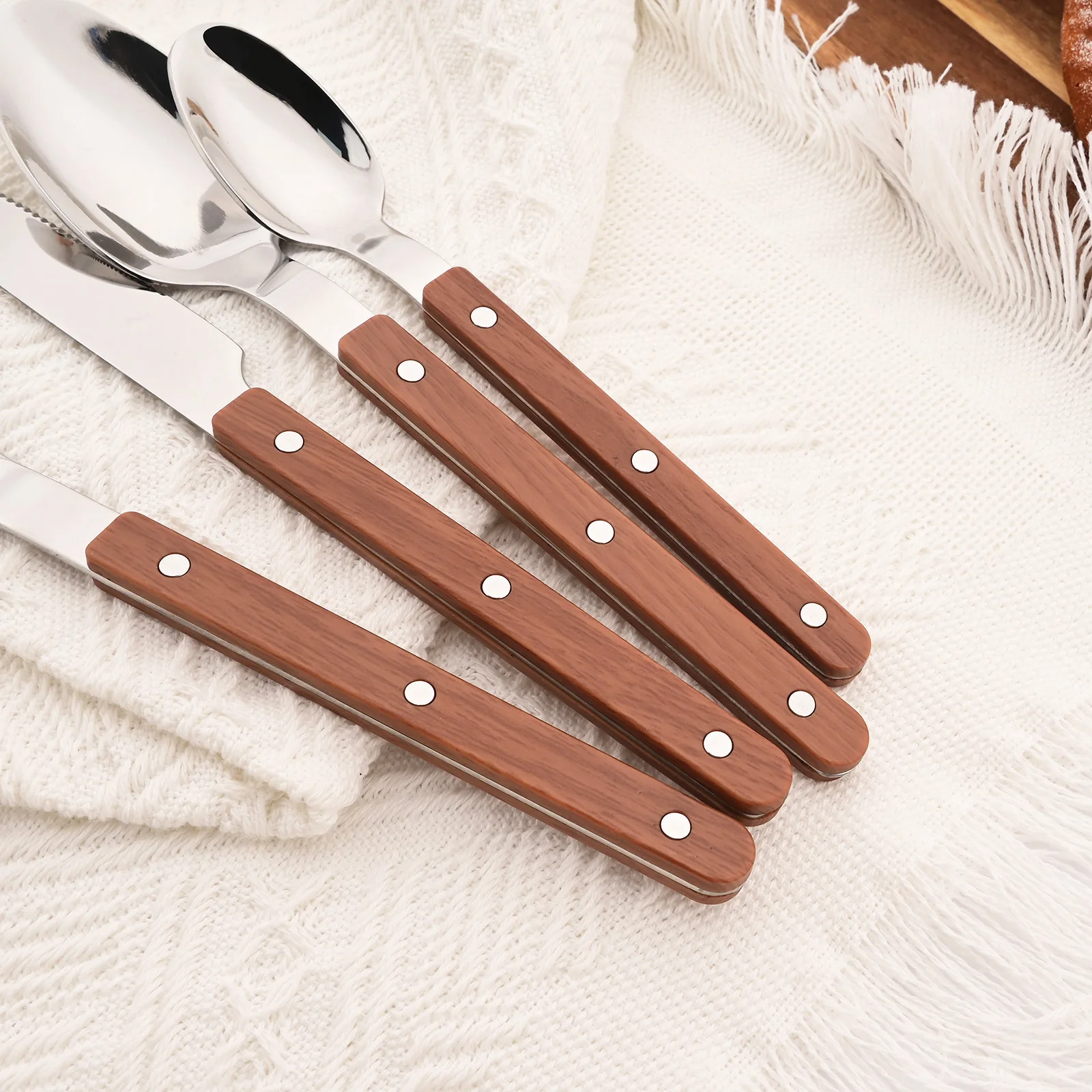 5/20Pcs Imitative Wood Silver  - Bamboo Cutlery recension och pris