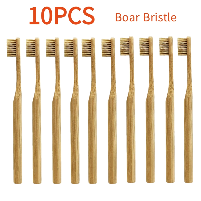 10Pcs Natural Boar Bristle Bam - Bamboo Toothbrush recension och pris